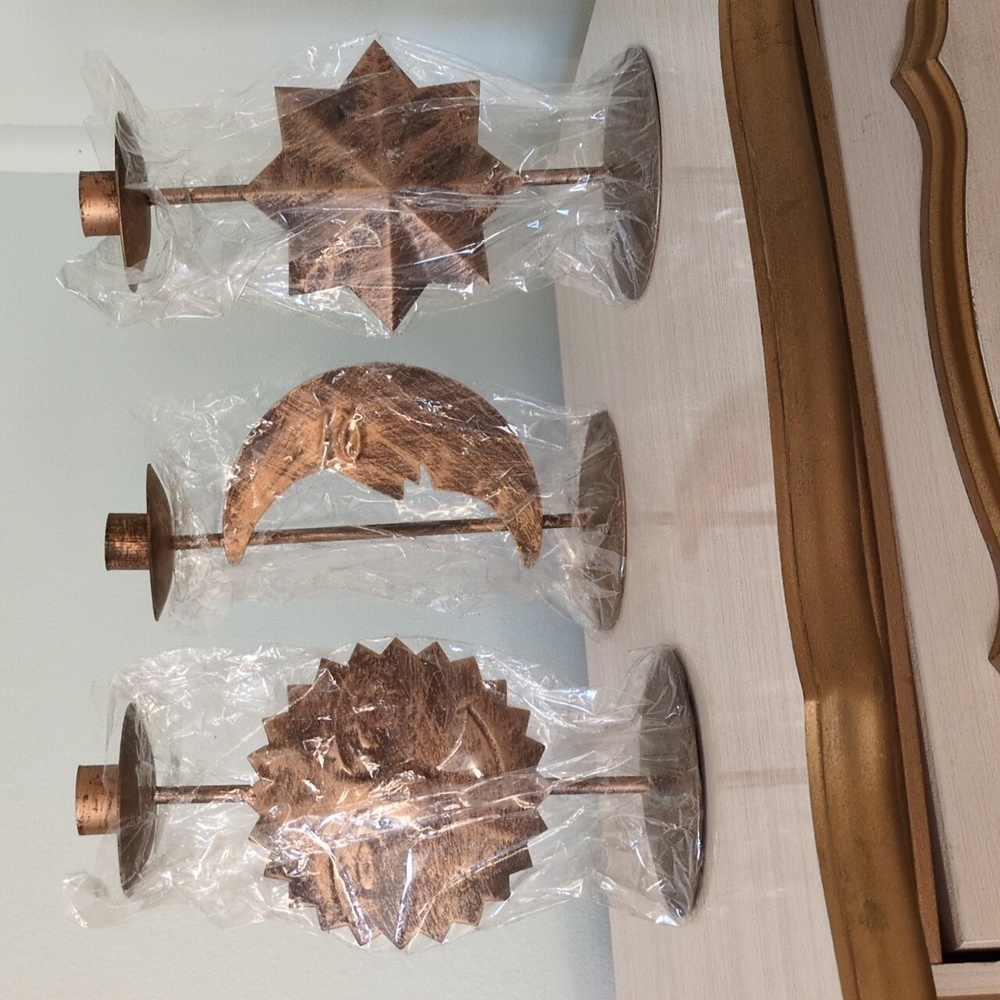 Vintage Decor & More Solid Brass Heavenly Bodies Candlestick Holders